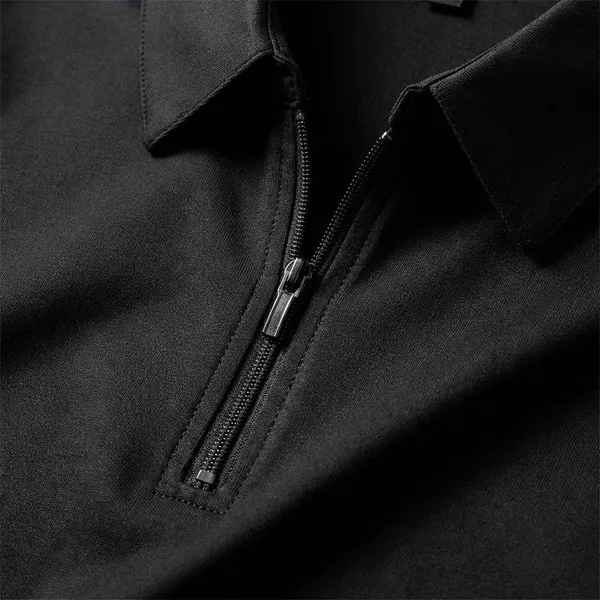 Black_Premium_Cotton_Blend_Full_Sleeve_Polo_Neck_Regular_Fit_T-Shirt_For_Men