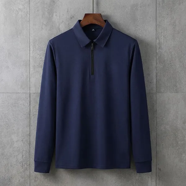 Pack_Of_2_Black_&_Navy_Blue_Premium_Cotton_Blend_Full_Sleeve_Polo_Neck_Regular_Fit_T-Shirt_For_Men