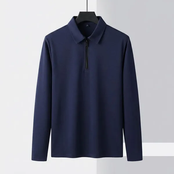 Pack_Of_2_Black_&_Navy_Blue_Premium_Cotton_Blend_Full_Sleeve_Polo_Neck_Regular_Fit_T-Shirt_For_Men