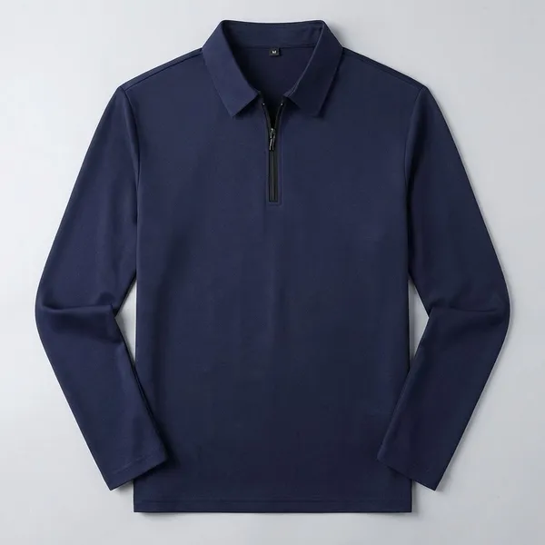 Pack_Of_2_Black_&_Navy_Blue_Premium_Cotton_Blend_Full_Sleeve_Polo_Neck_Regular_Fit_T-Shirt_For_Men