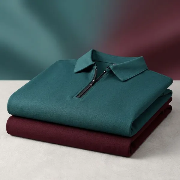 Pack_Of_2_Moss_Green_&_Maroon_Premium_Cotton_Blend_Full_Sleeve_Polo_Neck_Regular_Fit_T-Shirt_For_Men