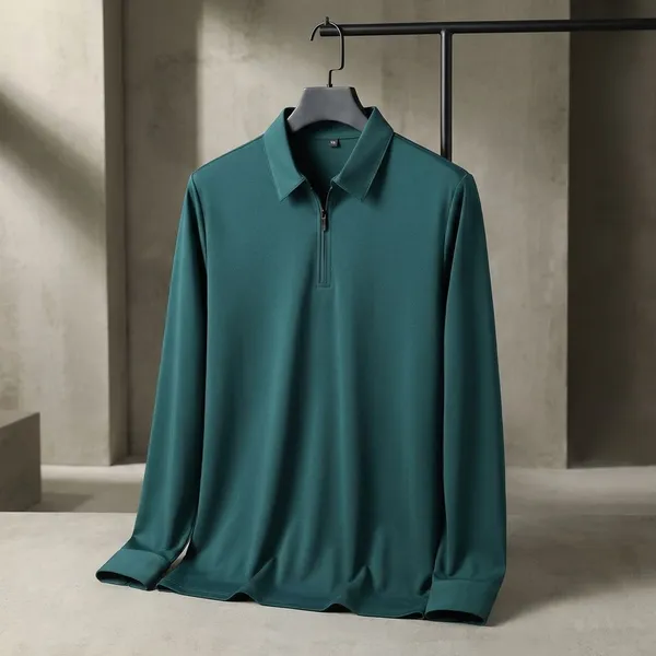 Pack_Of_2_Moss_Green_&_Maroon_Premium_Cotton_Blend_Full_Sleeve_Polo_Neck_Regular_Fit_T-Shirt_For_Men