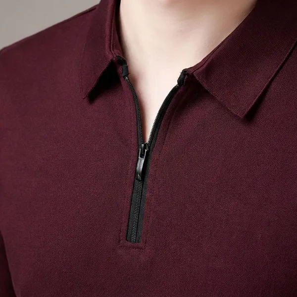 Pack_Of_2_Moss_Green_&_Maroon_Premium_Cotton_Blend_Full_Sleeve_Polo_Neck_Regular_Fit_T-Shirt_For_Men