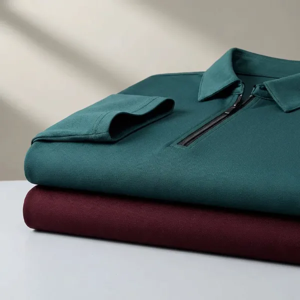 Pack_Of_2_Moss_Green_&_Maroon_Premium_Cotton_Blend_Full_Sleeve_Polo_Neck_Regular_Fit_T-Shirt_For_Men