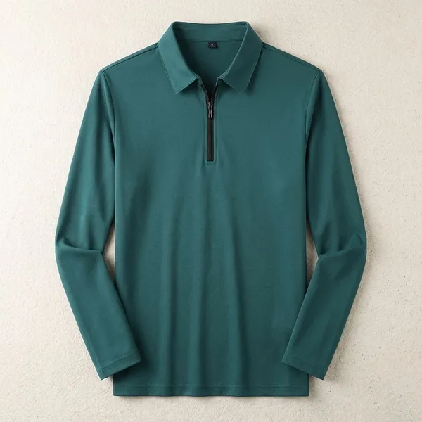 Green_Premium_Cotton_Blend_Full_Sleeve_Polo_Neck_Regular_Fit_T-Shirt_For_Men