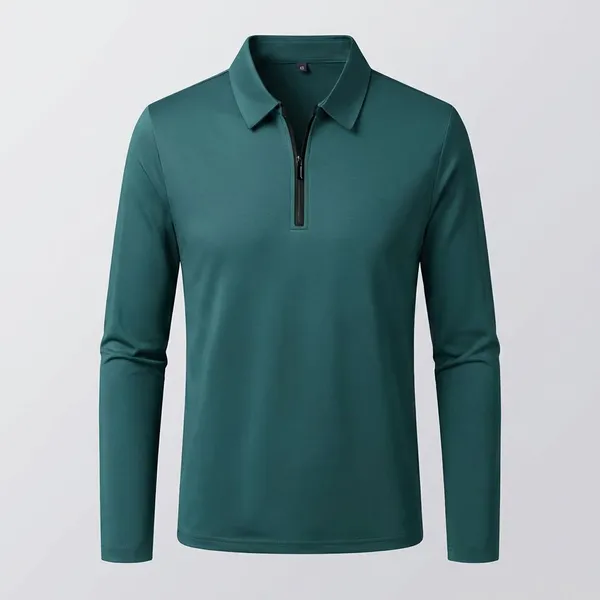 Green_Premium_Cotton_Blend_Full_Sleeve_Polo_Neck_Regular_Fit_T-Shirt_For_Men