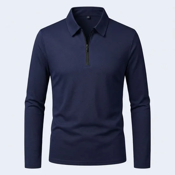 Pack_Of_2_Moss_Green_&_Navy_Blue_Premium_Cotton_Blend_Full_Sleeve_Polo_Neck_Regular_Fit_T-Shirt_For_Men