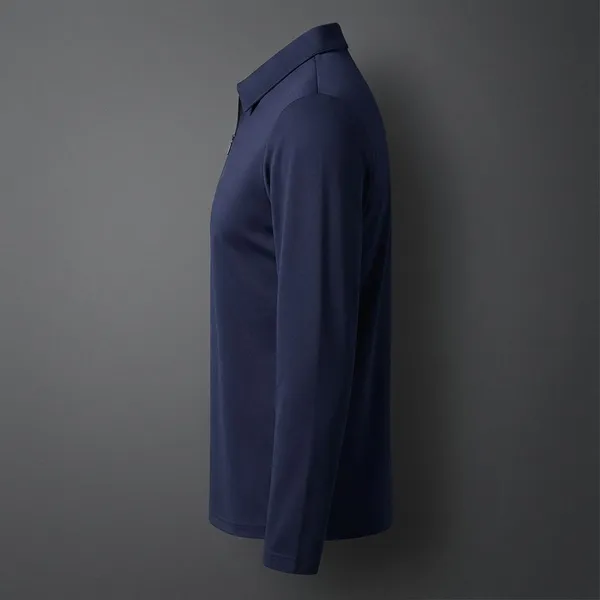 Blue_Premium_Cotton_Blend_Full_Sleeve_Polo_Neck_Regular_Fit_T-Shirt_For_Men