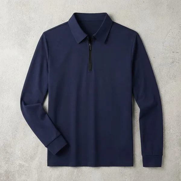 Blue_Premium_Cotton_Blend_Full_Sleeve_Polo_Neck_Regular_Fit_T-Shirt_For_Men