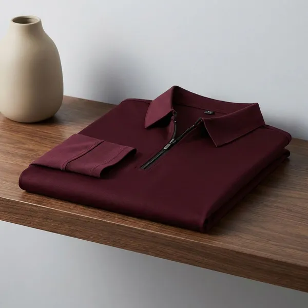 Maroon_Premium_Cotton_Blend_Full_Sleeve_Polo_Neck_Regular_Fit_T-Shirt_For_Men