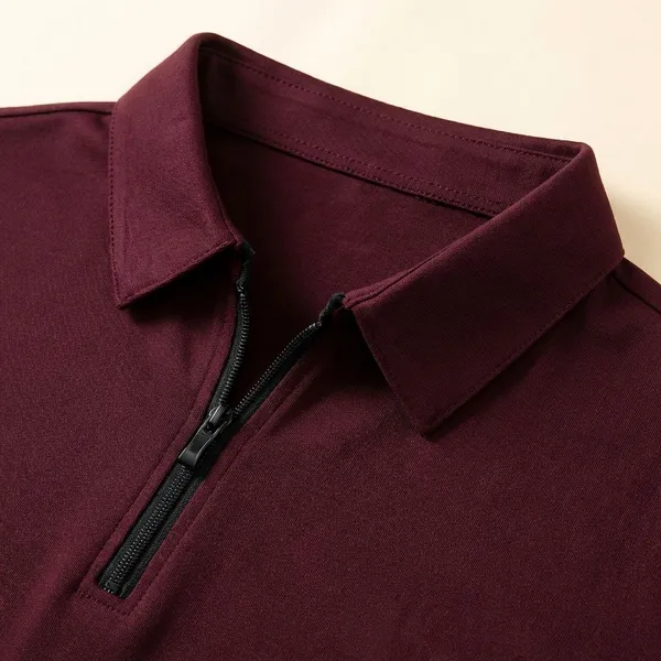 Maroon_Premium_Cotton_Blend_Full_Sleeve_Polo_Neck_Regular_Fit_T-Shirt_For_Men