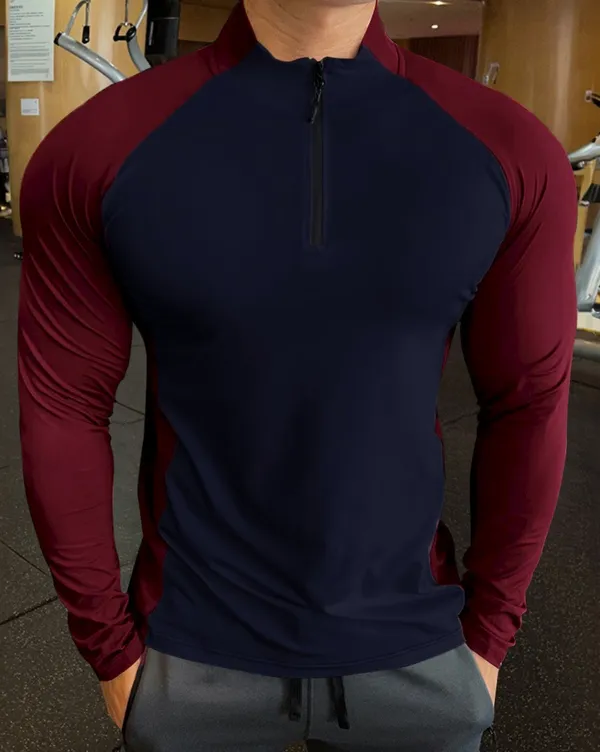 Maroon_Premium_Polyester_Full_Sleeve_Henley_Neck_Regular_Fit_T-Shirt_For_Men