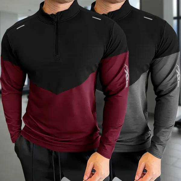 Pack_Of_2_Red_&_Grey_Premium_Polyester_Full_Sleeve_Henley_Neck_Regular_Fit_T-Shirt_For_Men
