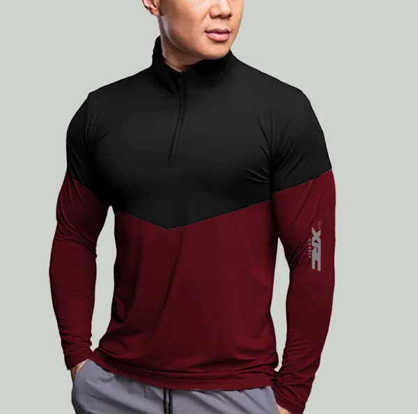 Maroon_Premium_Polyester_Full_Sleeve_Henley_Neck_Regular_Fit_T-Shirt_For_Men