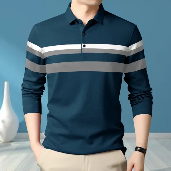 Pack_Of_2_Teal_Blue_&_Mossgreen_Premium_Cotton_Blend_Full_Sleeve_Polo_Neck_Regular_Fit_T-Shirt_For_Men