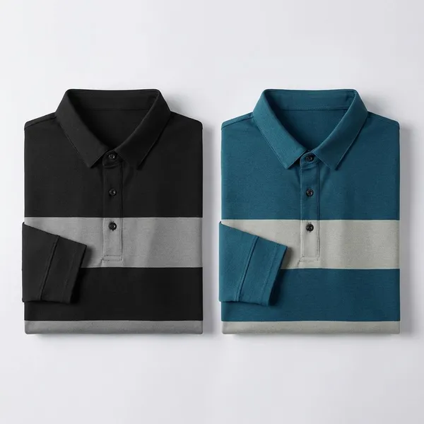 Black_&_Teal_Blue_Premium_Cotton_Blend_Full_Sleeve_Polo_Neck_Regular_Fit_T-Shirt_For_Men_(Pack_Of_2)