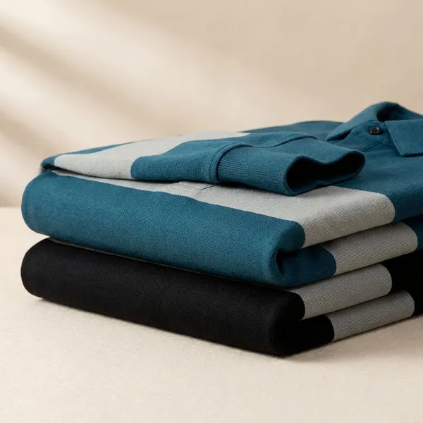 Black_&_Teal_Blue_Premium_Cotton_Blend_Full_Sleeve_Polo_Neck_Regular_Fit_T-Shirt_For_Men_(Pack_Of_2)