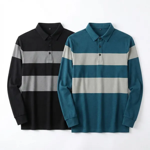 Black_&_Teal_Blue_Premium_Cotton_Blend_Full_Sleeve_Polo_Neck_Regular_Fit_T-Shirt_For_Men_(Pack_Of_2)