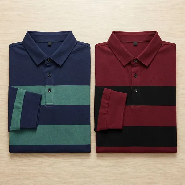 Dark_Navy_&_Maroon_Premium_Cotton_Blend_Full_Sleeve_Polo_Neck_Regular_Fit_T-Shirt_For_Men_(Pack_Of_2)