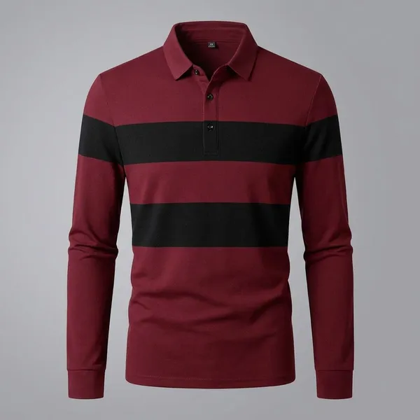 Maroon_&_Black_Premium_Cotton_Blend_Full_Sleeve_Polo_Neck_Regular_Fit_T-Shirt_For_Men_(Pack_Of_2)