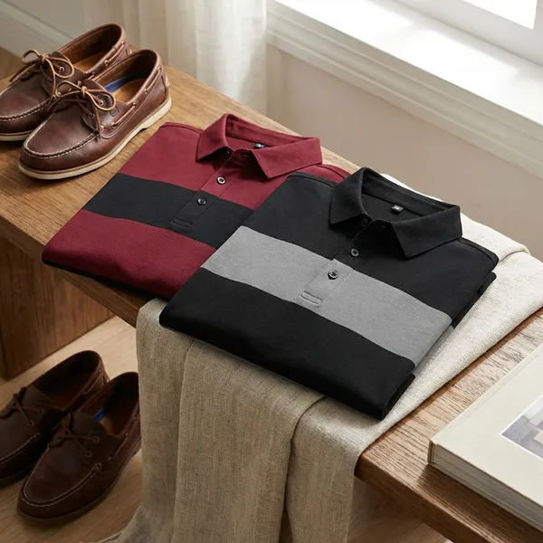 Maroon_&_Black_Premium_Cotton_Blend_Full_Sleeve_Polo_Neck_Regular_Fit_T-Shirt_For_Men_(Pack_Of_2)