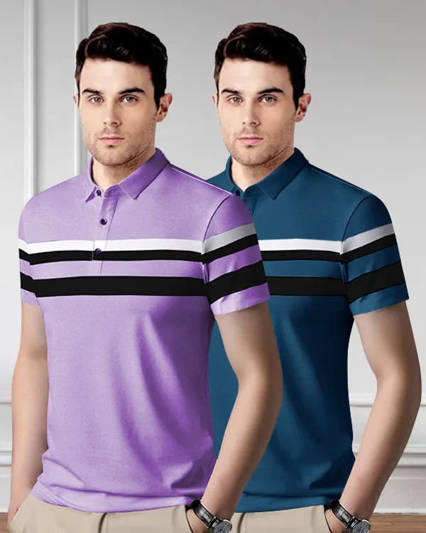 Pack_Of_2_Lavender_&_Sky_Blue_Premium_Cotton_Blend_Half_Sleeve_Polo_Neck_Regular_Fit_T-Shirt_For_Men