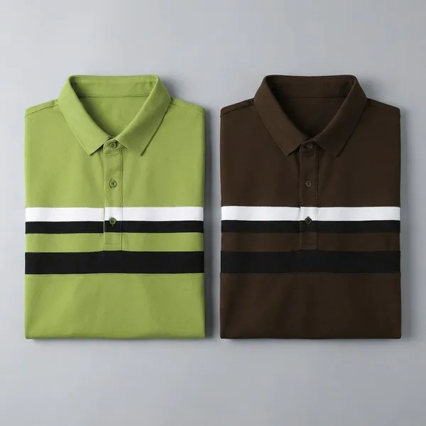 Pack_Of_2_Green_Premium_Cotton_Blend_Half_Sleeve_Polo_Neck_Regular_Fit_T-Shirt_For_Men