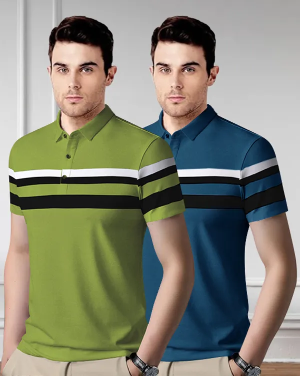Pack_Of_2_Light_Blue_Premium_Cotton_Blend_Half_Sleeve_Polo_Neck_Regular_Fit_T-Shirt_For_Men