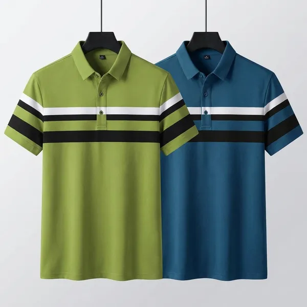 Pack_Of_2_Light_Blue_Premium_Cotton_Blend_Half_Sleeve_Polo_Neck_Regular_Fit_T-Shirt_For_Men