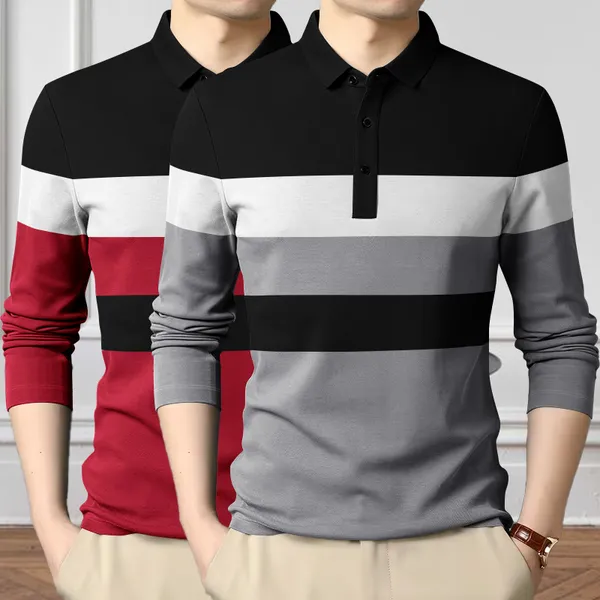 Black_&_Maroon_Premium_Cotton_Blend_Full_Sleeve_Polo_Neck_Regular_Fit_T-Shirt_For_Men_(Pack_Of_2)
