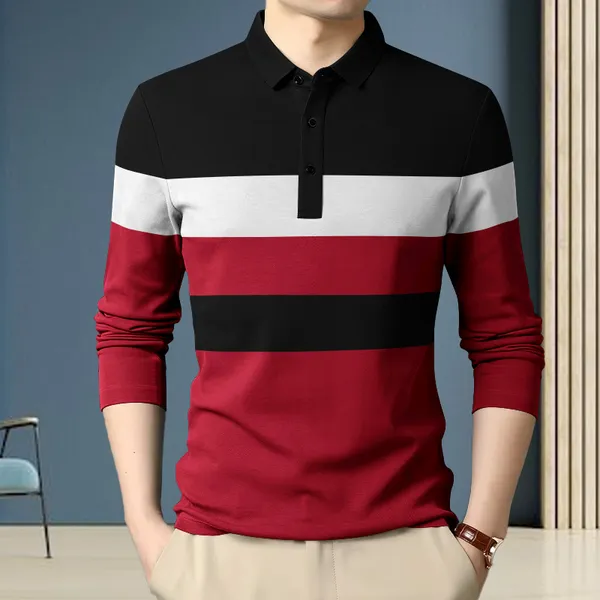 Maroon_Premium_Cotton_Blend_Full_Sleeve_Polo_Neck_Regular_Fit_T-Shirt_For_Men