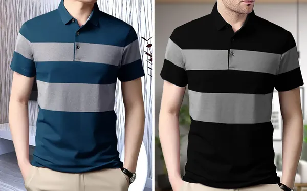 Teal_Blue_&_Black_Premium_Cotton_Blend_Half_Sleeve_Polo_Neck_Regular_Fit_T-Shirt_For_Men_(Pack_Of_2)