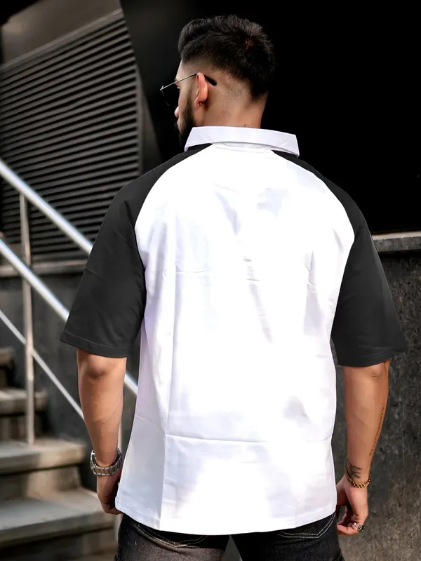 Moss_Green_&_Black_Premium_Cotton_Blend_3/4_Sleeve_Polo_Neck_Oversized_T-Shirt_For_Men_(Pack_Of_2)