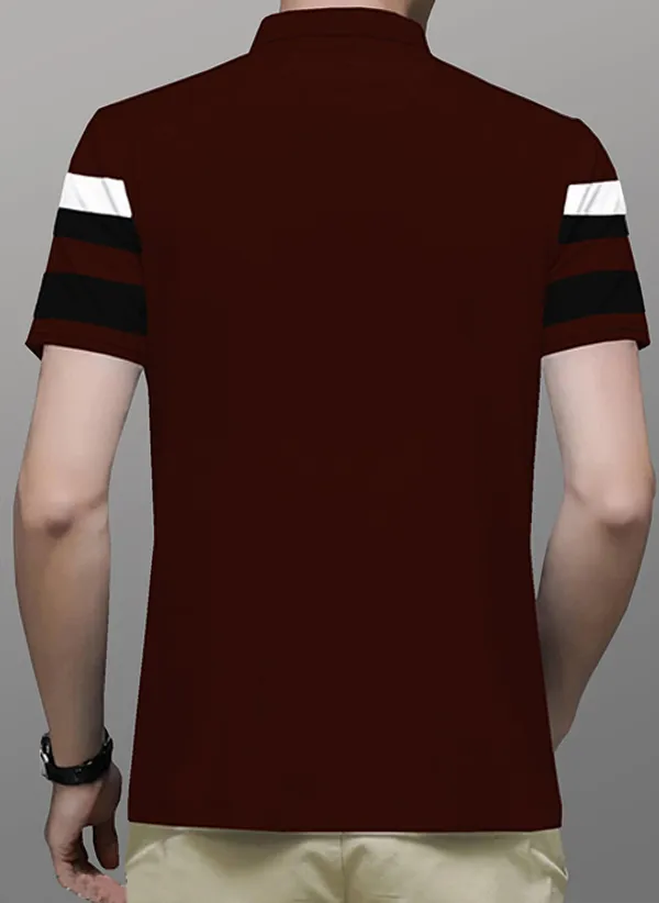 Maroon_Premium_Cotton_Blend_Half_Sleeve_Polo_Neck_Regular_Fit_T-Shirt_For_Men