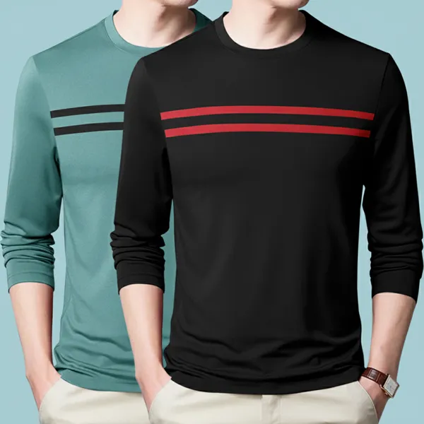 Moss_Green_&_Black_Premium_Cotton_Blend_Full_Sleeve_Round_Neck_Regular_Fit_T-Shirt_For_Men_(Pack_Of_2)