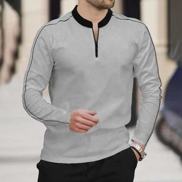 Grey_&_Maroon_Premium_Cotton_Blend_Full_Sleeve_Mandarin_Collar_Regular_Fit_T-Shirt_For_Men_(Pack_Of_2)