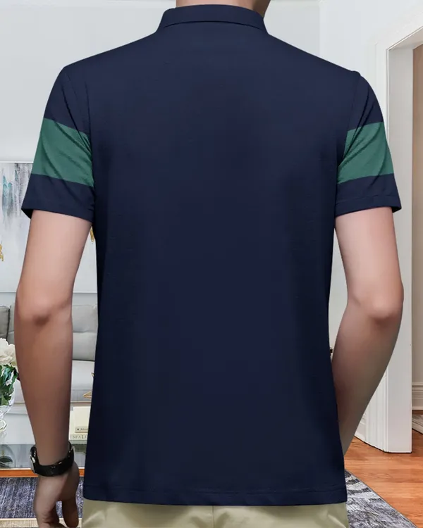 Dark_Blue_Premium_Cotton_Blend_Half_Sleeve_Polo_Neck_Regular_Fit_T-Shirt_For_Men