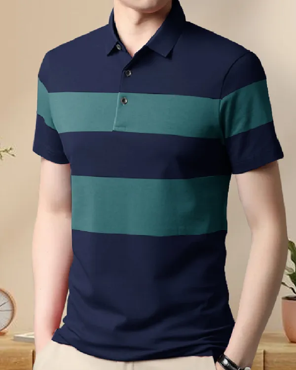Dark_Blue_Premium_Cotton_Blend_Half_Sleeve_Polo_Neck_Regular_Fit_T-Shirt_For_Men