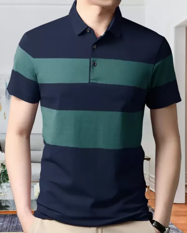 Dark_Blue_Premium_Cotton_Blend_Half_Sleeve_Polo_Neck_Regular_Fit_T-Shirt_For_Men