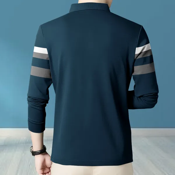 Teal_Blue_Premium_Cotton_Blend_Full_Sleeve_Polo_Neck_Regular_Fit_T-Shirt_For_Men