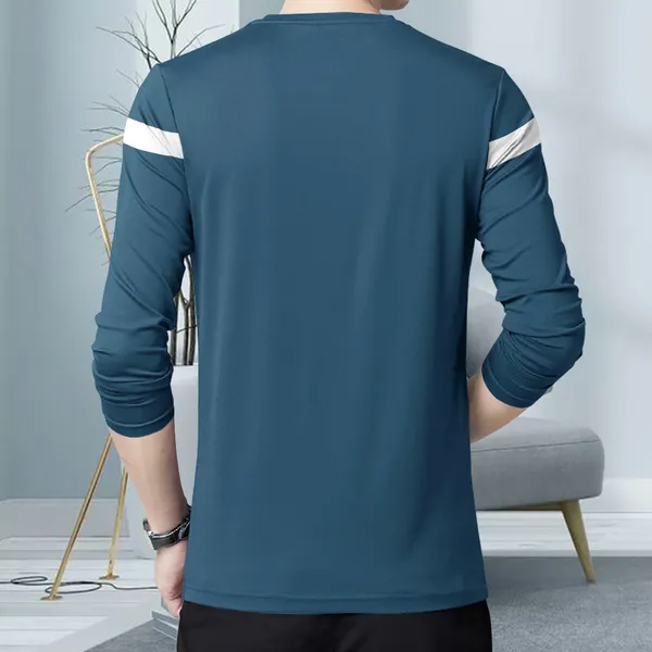 Pack_Of_2_Teal_Blue_&_Black_Premium_Cotton_Blend_Full_Sleeve_Round_Neck_Regular_Fit_T-Shirt_For_Men