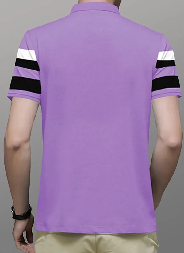 Lavender_Premium_Cotton_Blend_Half_Sleeve_Polo_Neck_Regular_Fit_T-Shirt_For_Men