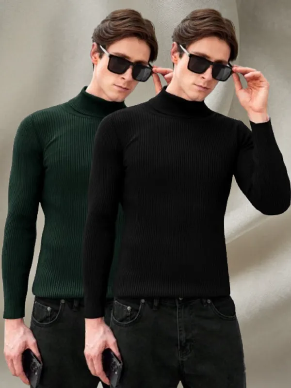 Jasper_Green_&_Black_Premium_Cotton_Blend_Full_Sleeve_High_Neck_Regular_Fit_T-Shirt_For_Men_(Pack_Of_2)
