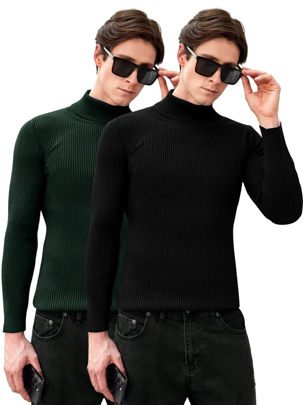 Jasper_Green_&_Black_Premium_Cotton_Blend_Full_Sleeve_High_Neck_Regular_Fit_T-Shirt_For_Men_(Pack_Of_2)