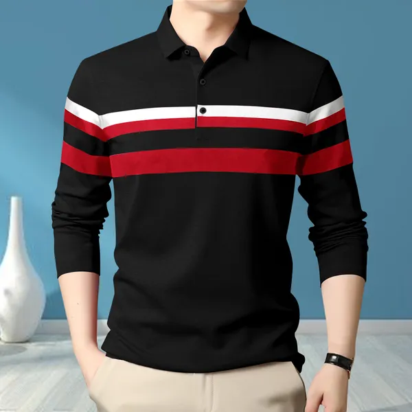 Black_&_Teal_Blue_Premium_Cotton_Blend_Full_Sleeve_Polo_Neck_Regular_Fit_T-Shirt_For_Men_(Pack_Of_2)