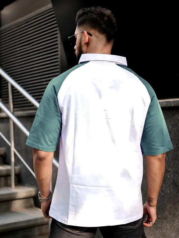 Lavender_&_Moisgreen_Premium_Cotton_Blend_3/4_Sleeve_Polo_Neck_Oversized_T-Shirt_For_Men_(Pack_Of_2)