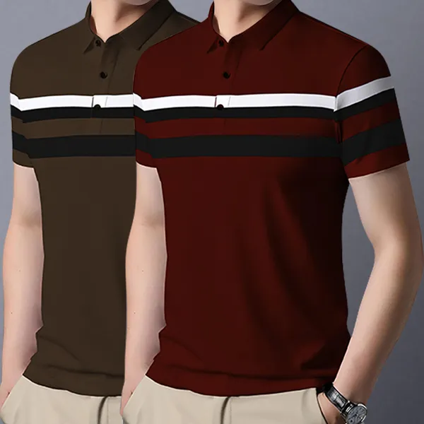 Brown_&_Maroon_Premium_Cotton_Blend_Half_Sleeve_Polo_Neck_Regular_Fit_T-Shirt_For_Men_(Pack_Of_2)