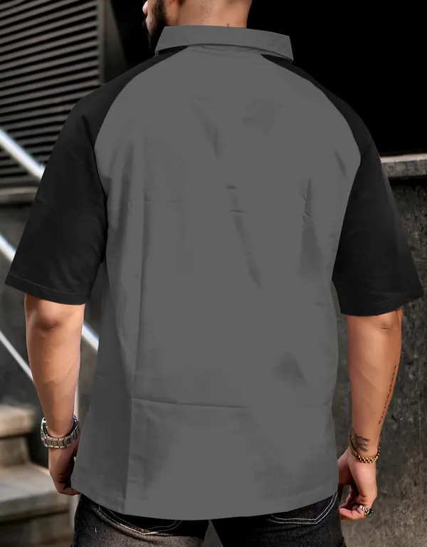 Grey_Black_&_White_Premium_Cotton_Blend_3/4_Sleeve_Polo_Neck_Oversized_T-Shirt_For_Men_(Pack_Of_2)