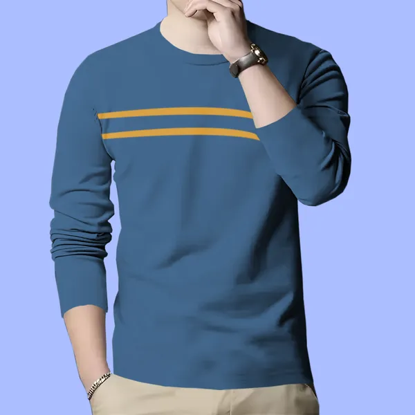 Sky_Blue_Premium_Cotton_Blend_Full_Sleeve_Round_Neck_Regular_Fit_T-Shirt_For_Men
