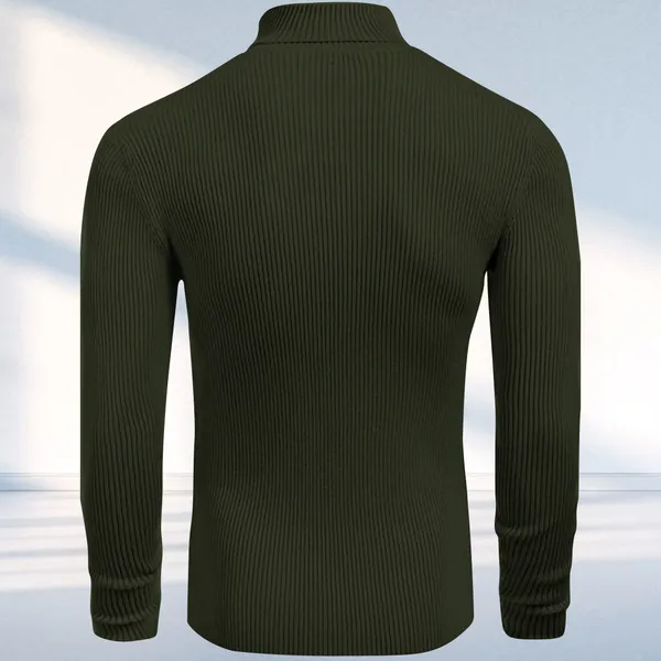 Olive_Green_Premium_Cotton_Blend_Full_Sleeve_High_Neck_Regular_Fit_T-Shirt_For_Men